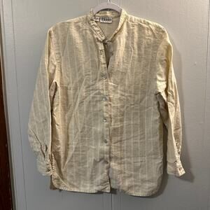 Vintage Rafaella‎ Women's 100% linen striped button down shirt Size M